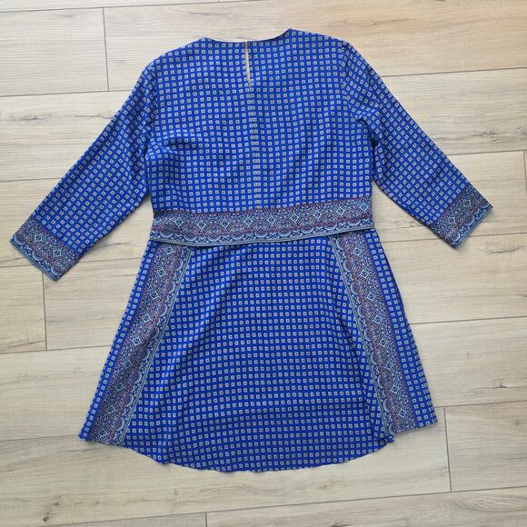Madewell Ascot Blue Grid Pattern Silk Mini Dress Women Sz M - Picture 9 of 11